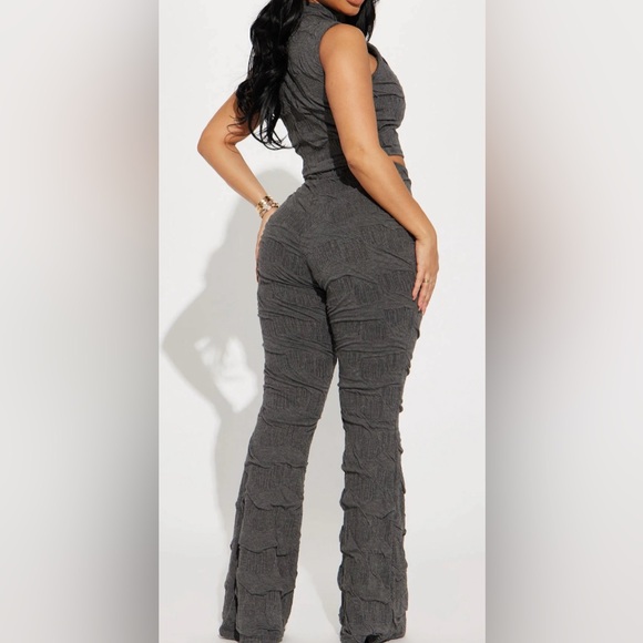 Willow Textured Pant Set - Charcoal, Sz. M - Picture 2 of 4